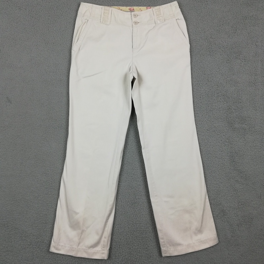 Old Navy Womens Pants Chino Straight Leg Beige Khaki Flap Pocket Mid Rise 6